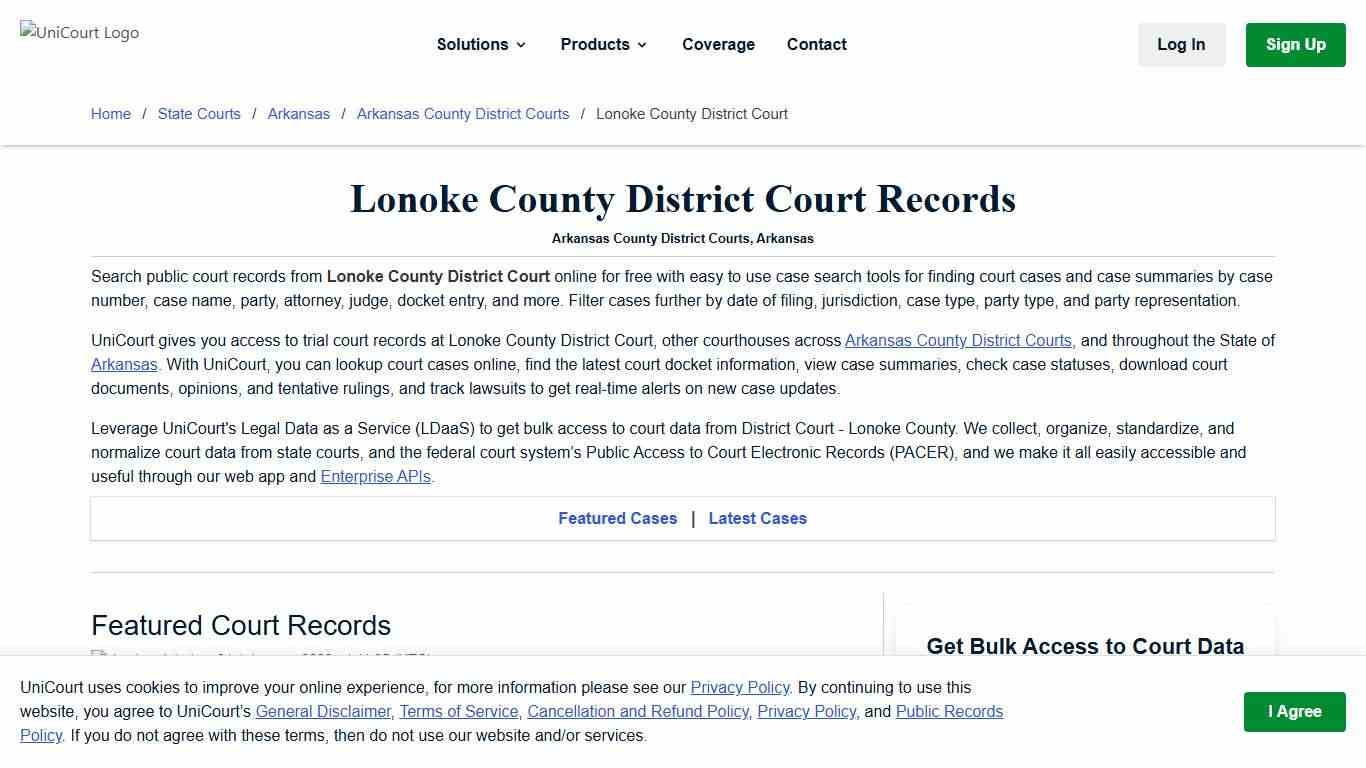 Lonoke County District Court Records | Arkansas | UniCourt